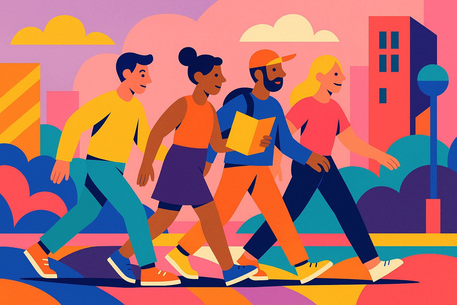 Illustration d'un rallye urbain pour une équipe professionnelle