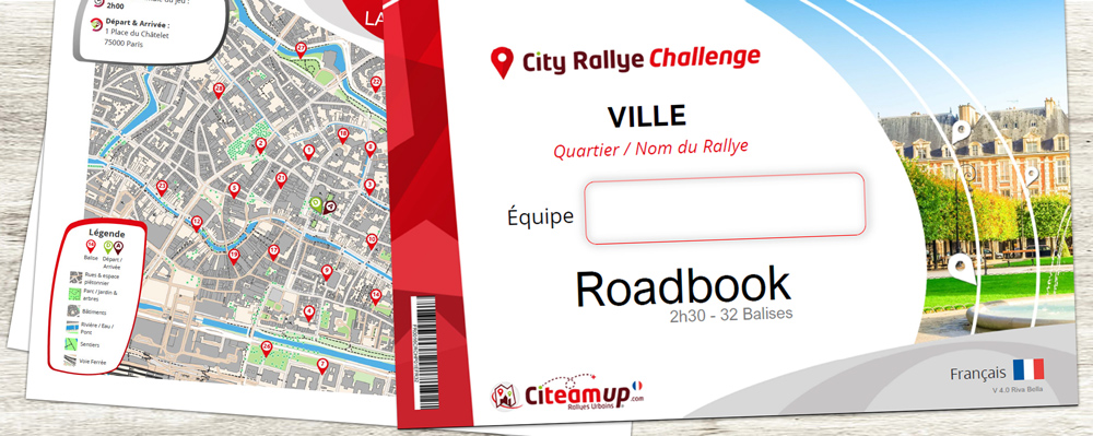 City Rallye Challenge - Roadbook - une activité à réaliser jusqu'à 32 personnes